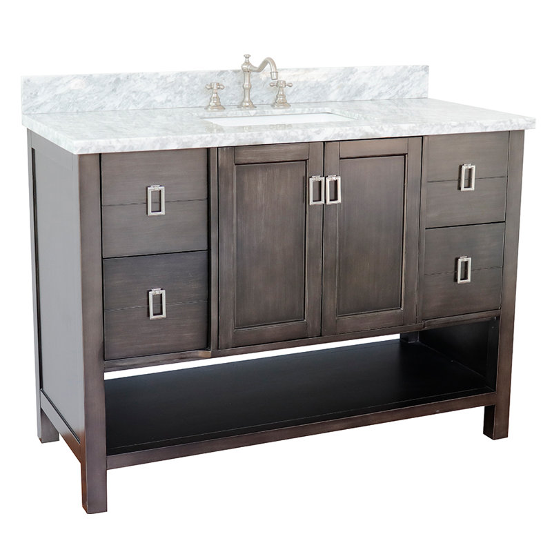 Wilhoit 49'' Single Bathroom Vanity with Top, Silvery Brown/White Carrara