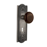 Brown Porcelain Interior Mortise Door Knob with Meadows Long Plate