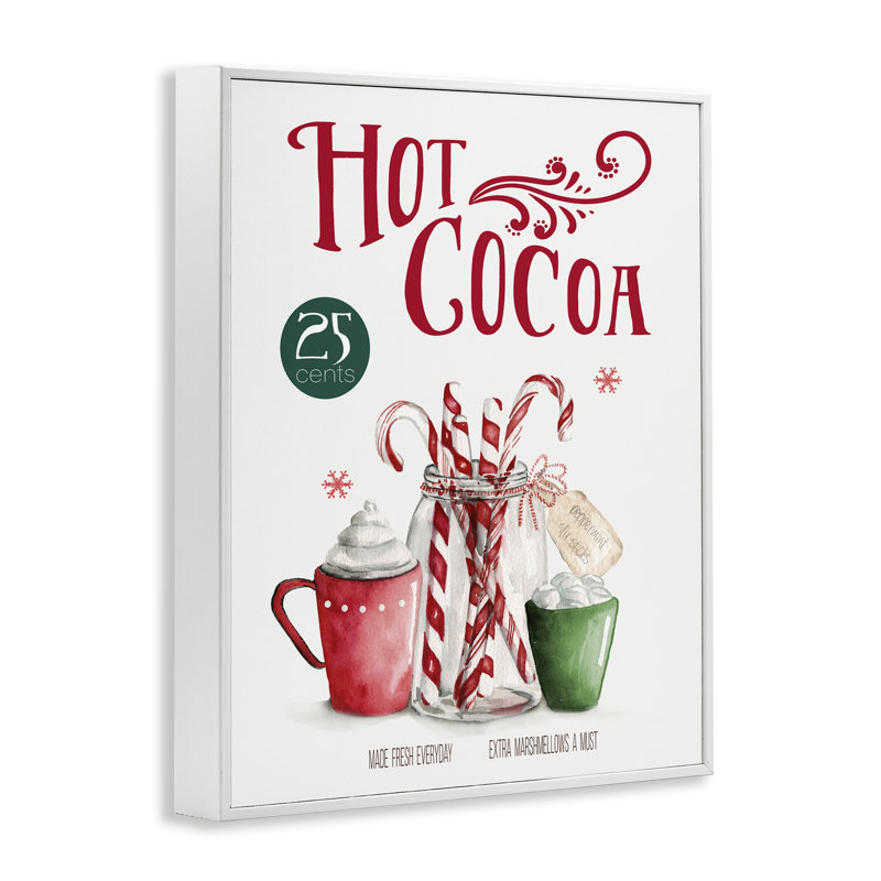 Art rétro, giclée hivernale au chocolat chaud par Carol Robinson, H 14 po x l 11 po, Giclée encadrée blanc bord de mer