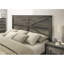Ensemble de chambre à coucher 3 pièces Rustic Gray: grand lit avec 2 tables de chevet et tête de lit au design unique - décorations en métal