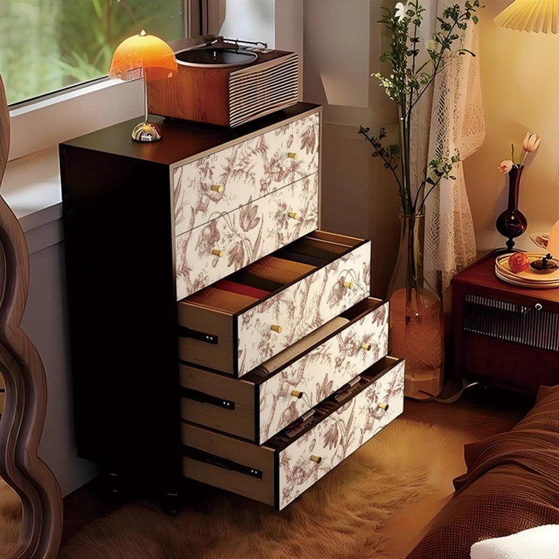 Commode de rangement en bois massif à 5 tiroirs pour le salon