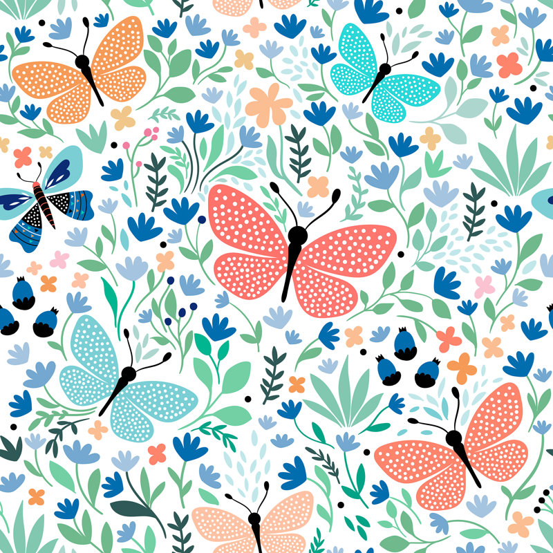 «Adelinn Butterflies And Plants On Canvas», impression, H 12 po x l 12 po
