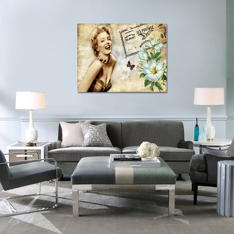 Marilyn Monroe, impression sur toile tendue, H 28 po x l 40 po