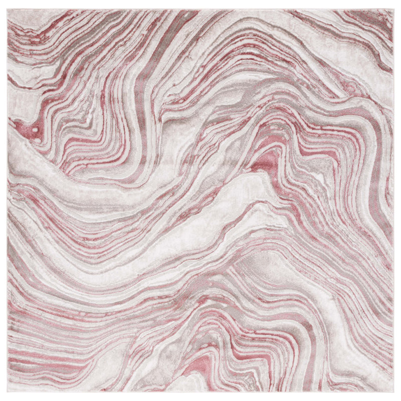 Abstract Machine Woven Stain-Resistant Area Rug, Square 6'7"