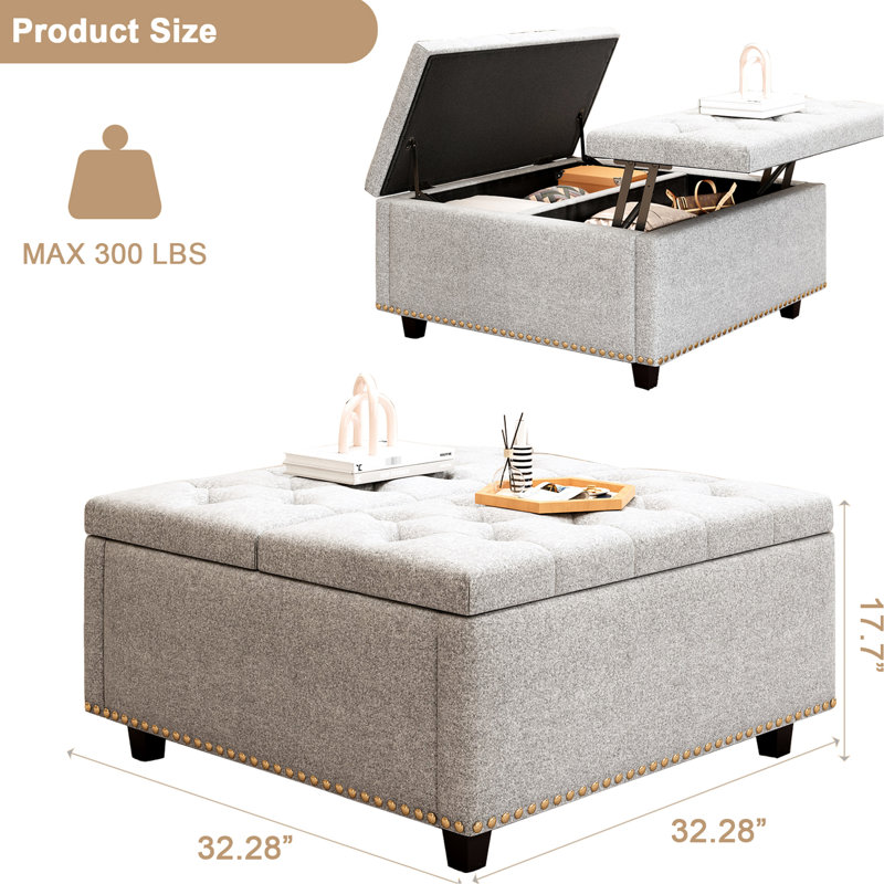 Table basse moderne Mid-Century, coussin, rivets bronze rétro, pièce décorative de salon, Gris clair