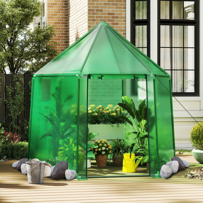 Mini Walk-In Greenhouse Portable Outdoor Warm House For Winter W/ Rustproof PE-Coated Metal Frame
