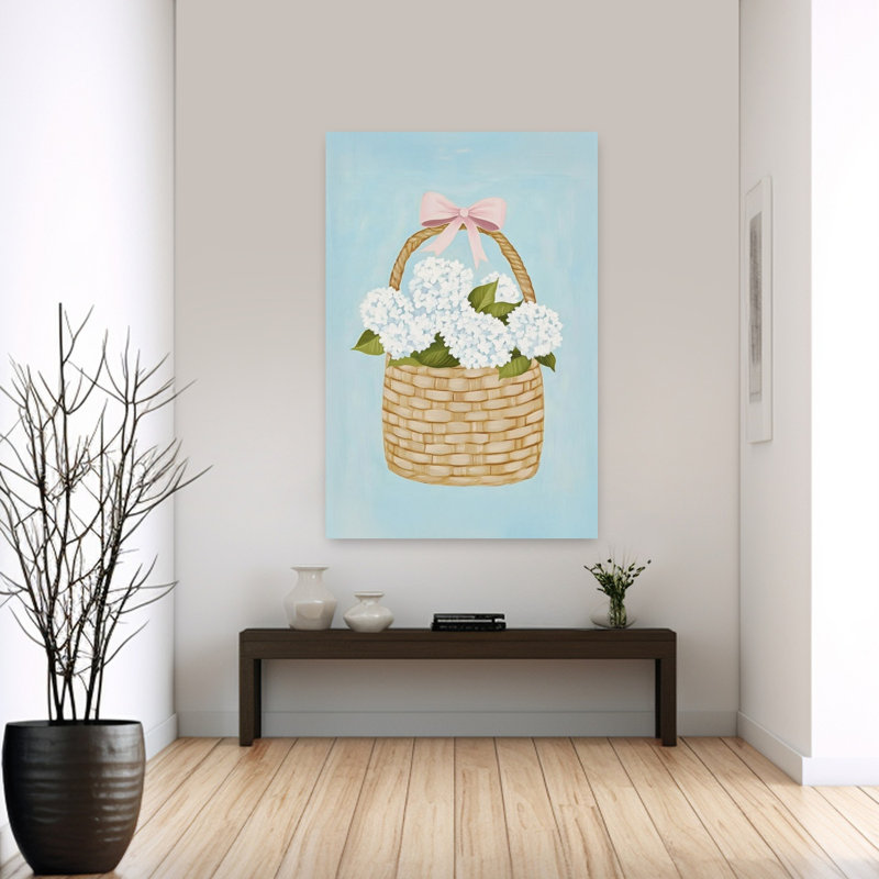 Art mural contemporain abstrait hortensia, 60" H x 40" W