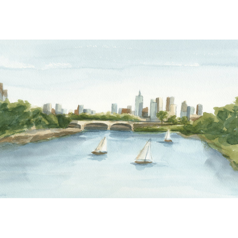Plein Air Cityscape IV by Ethan Harper - Wrapped Canvas Painting, 30cm H x 46cm W