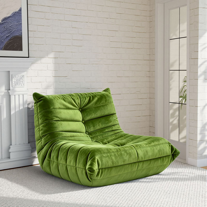 Fauteuil à billes sans accoudoirs Boneless Lazy, 35.4" x 37.8" x 27.5", Velours vert