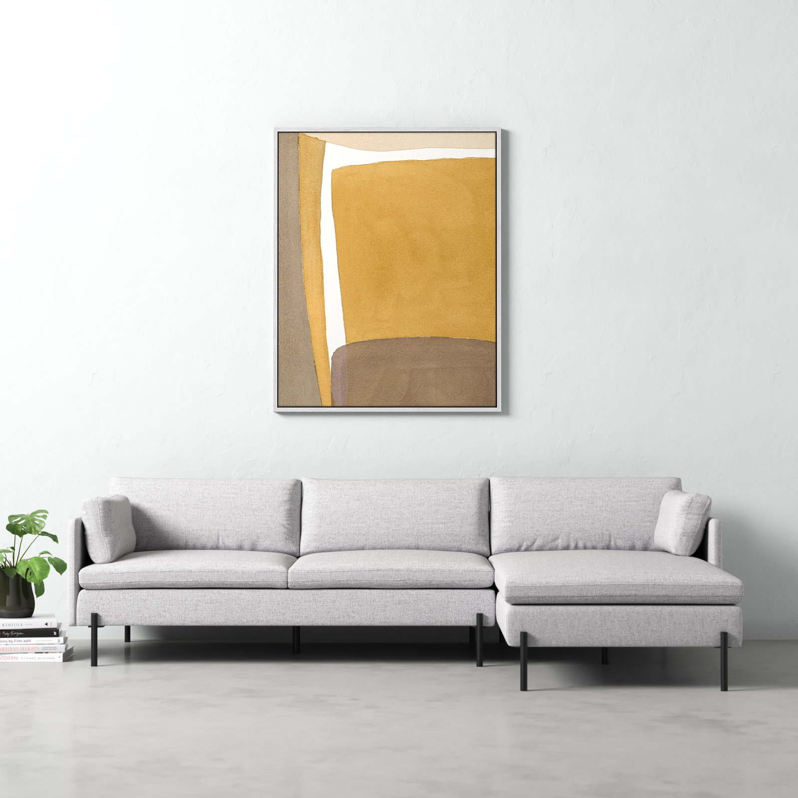 Light Ochre by Julia Balfour, 50" H x 40" W x 1.4" D, Silver Framed Canvas