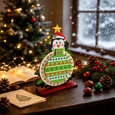 3 Styles Christmas Advent Calendar DIY Desktop Ornament Christmas Tree Countdown Rotating Stand Decor Kit for Tabletop Dis Christmas Decor Gifts