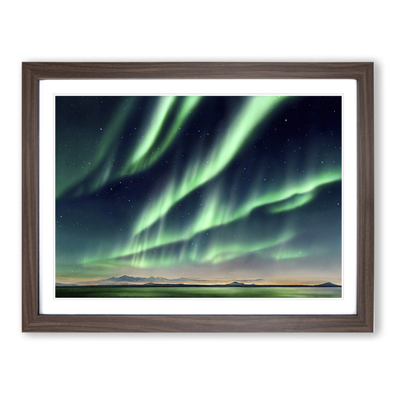 Wholesome Northern Lights - Framed Print, 25cm H x 34cm W x 2cm D, Walnut Framed