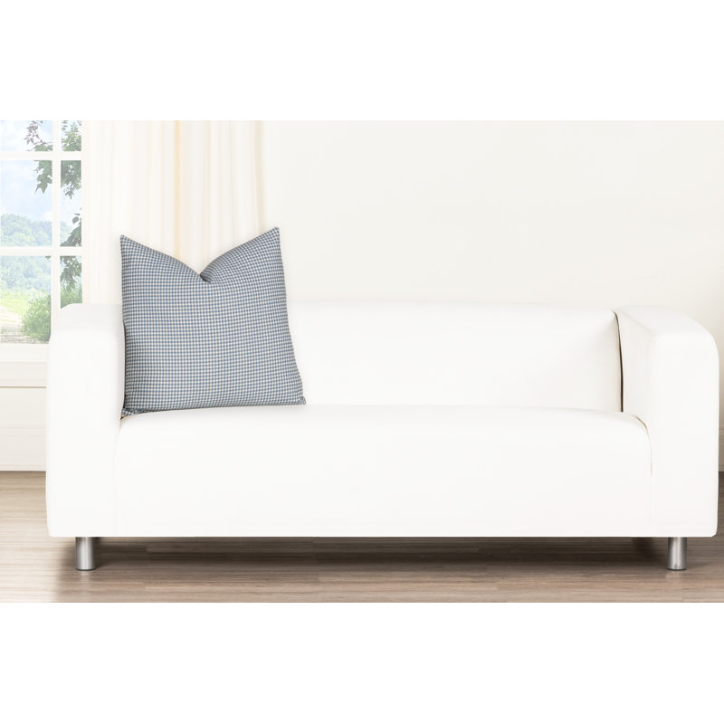 Coussin 100% coton Magnolia Home Fashions, H 18 po x l 18 po, Plumes, Bleu pied-de-poule