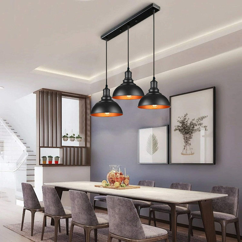 Vintage 3-Way Light Pendant for Kitchen Island - Modern Industrial Rustic Lighting by Brambly Cottage for Dining Room &  Bar
