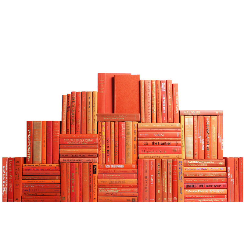 Livres décoratifs - Mur de livres Grove - Ensemble de 100 livres orange, 100