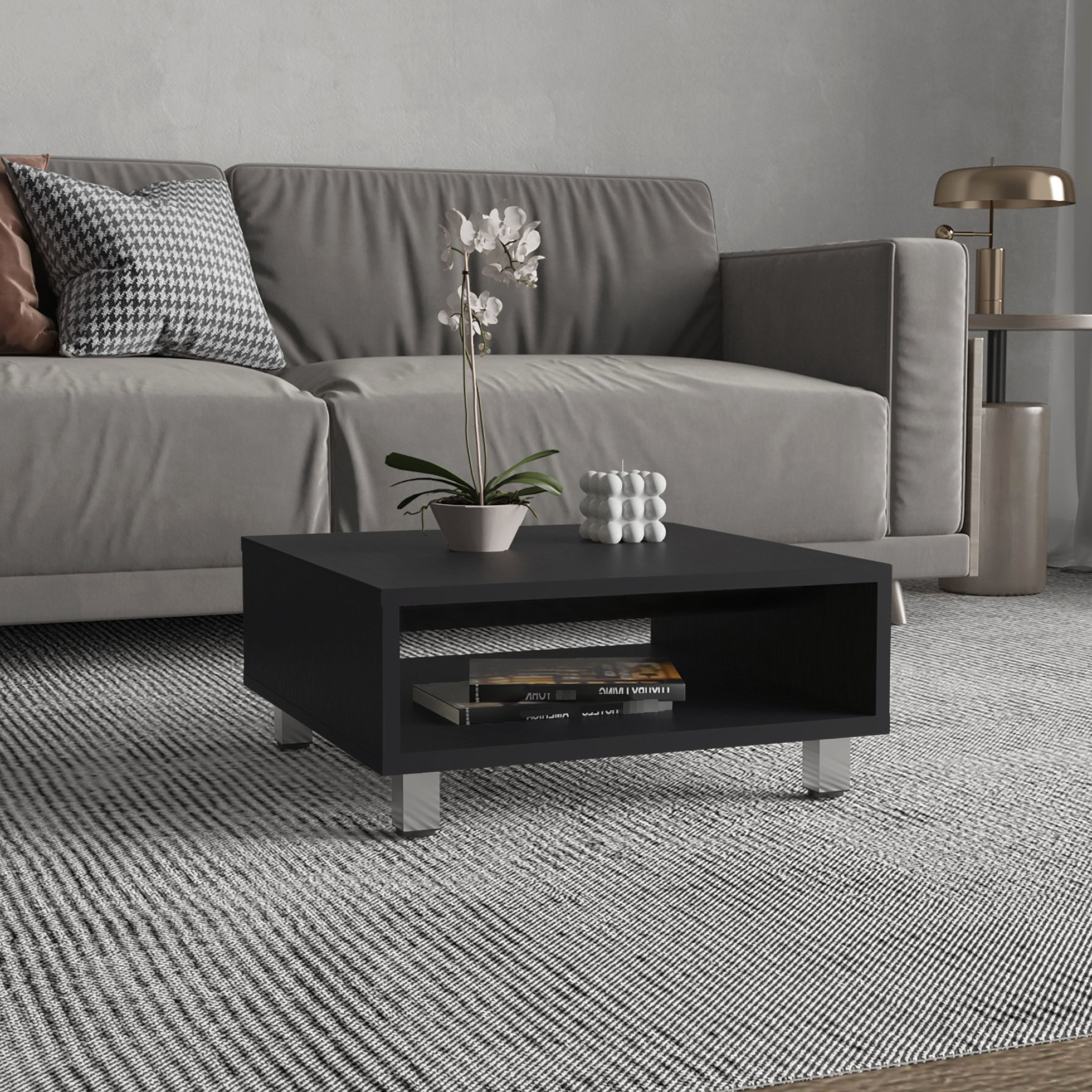 Latitude Run® Versatile Square Coffee Table With Open Shelf Cabinet ...