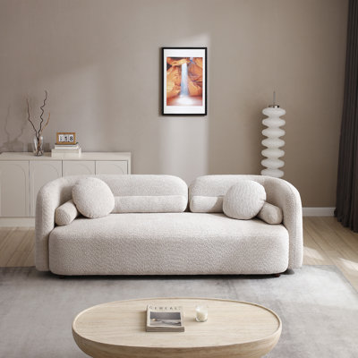 Canapé de luxe moderne pour le salon, canapé rembourré en molleton beige pour bureau à domicile, 3 places, beige clair