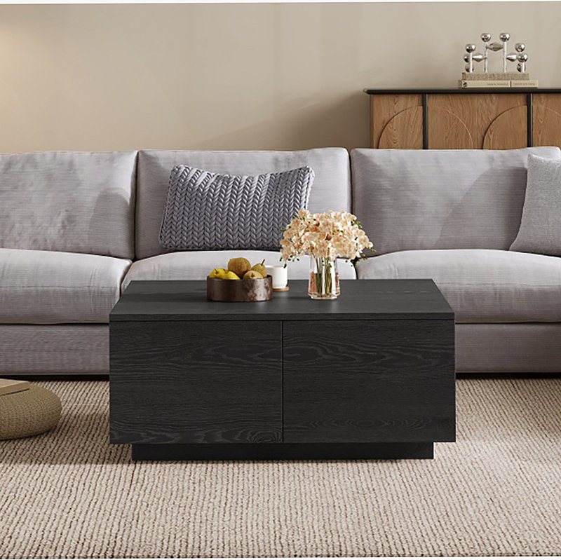 Table basse 33,25 "carrée avec 4 tiroirs, Noir