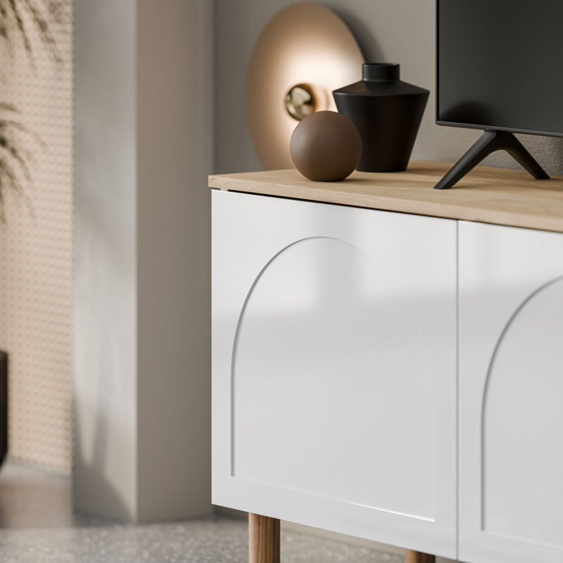 Bohem 71" Wide TV Stand for TVs up to 80", White / Natural