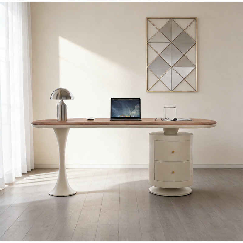 Bureau ovale avec 2 tiroirs, H 29,5 po x l 55,1 po x P 23,6 po