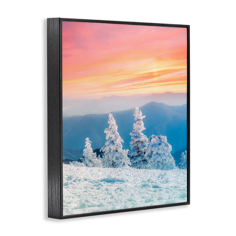 Feu et glace au coucher du soleil, estampe numérique, design par Jared Kreiss, Giclée encadrée noir minuit, H 30 po x l 24 po