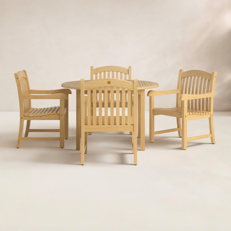 Analiah 5 Piece Teak Dining Set