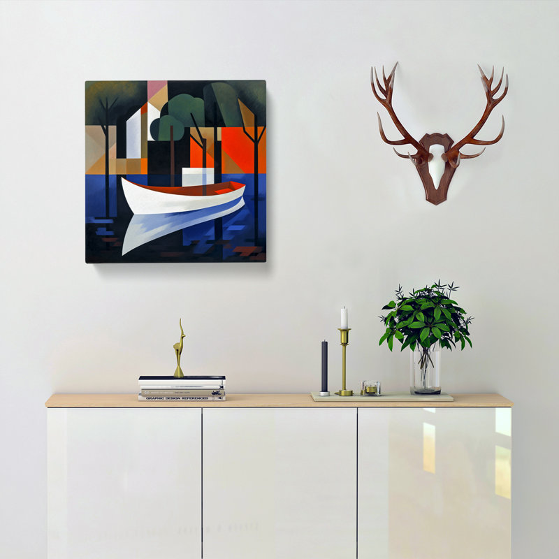 Boat On A Lake Suprematism No.2 - Print, 50cm H x 50cm W x 3cm D