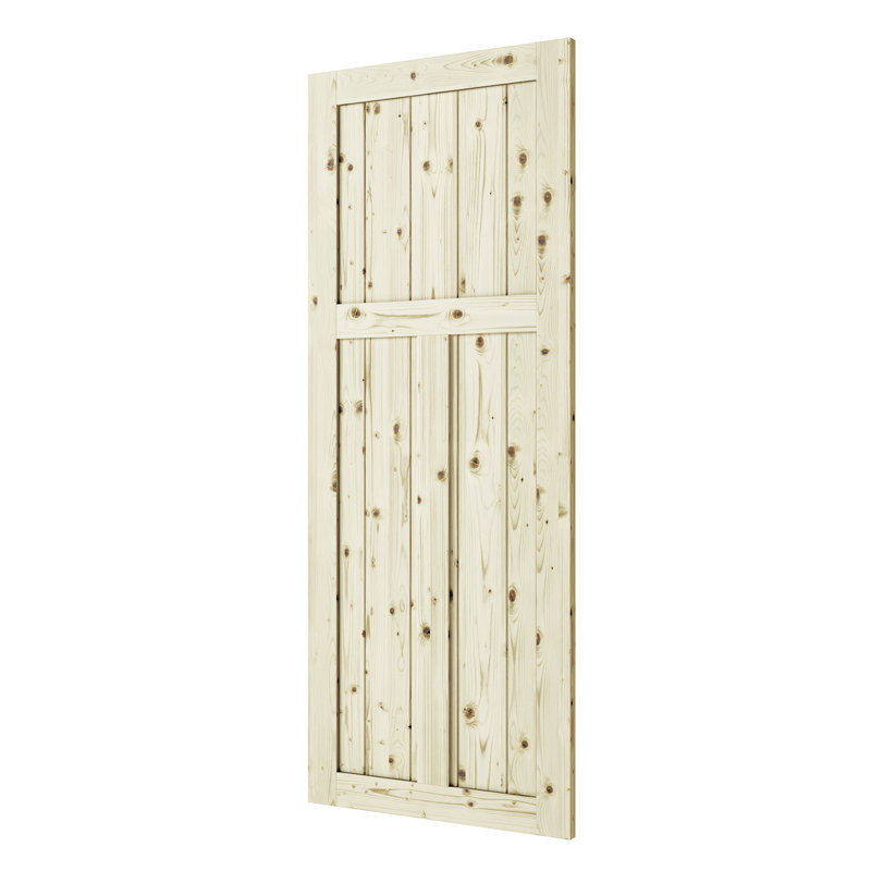 84'' Unfinished Knotty Pine Solid Wood Paneled Barn Door