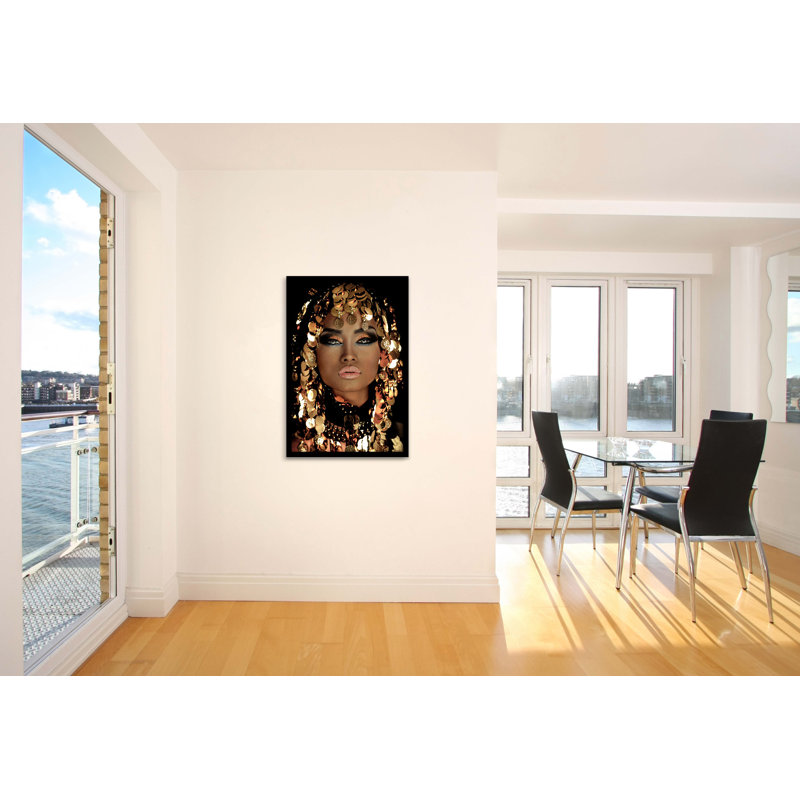 Queen of Gold 1 Piece Wall Art, 120cm H x 80cm W x 10cm D, Black Frame
