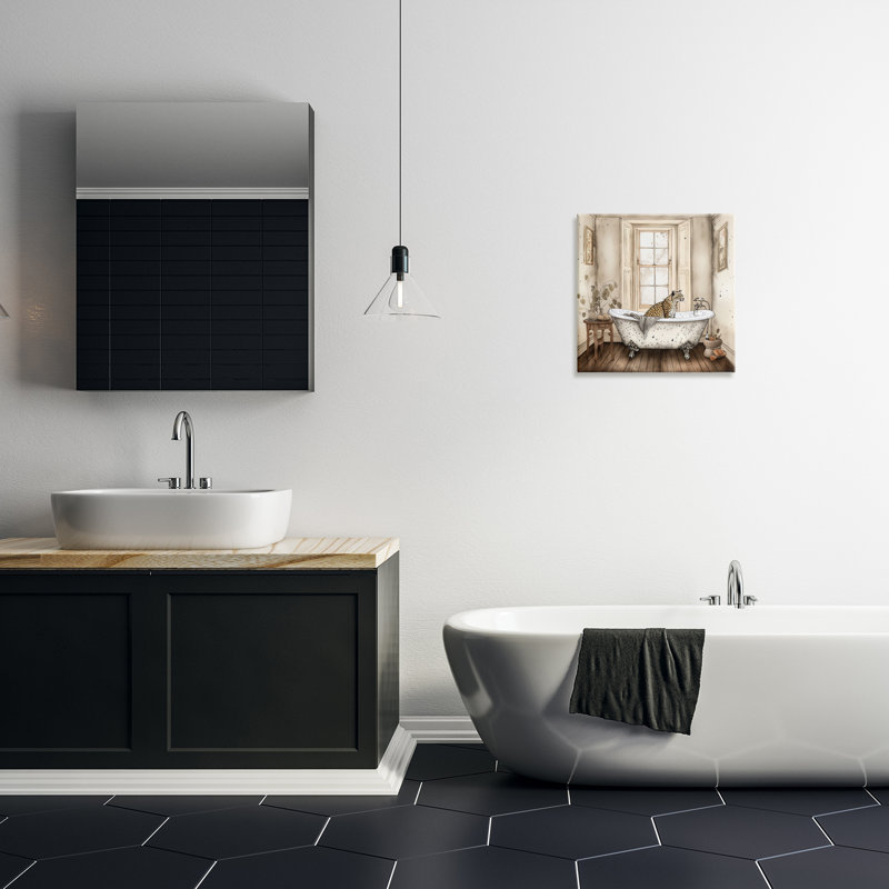 Toile neutre Leopard Bathtime, design par Sasha, H 17 po x l 17 po