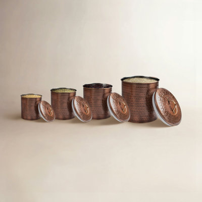 Set Of 4 Canisters Floral Metal Canister - Set of 4