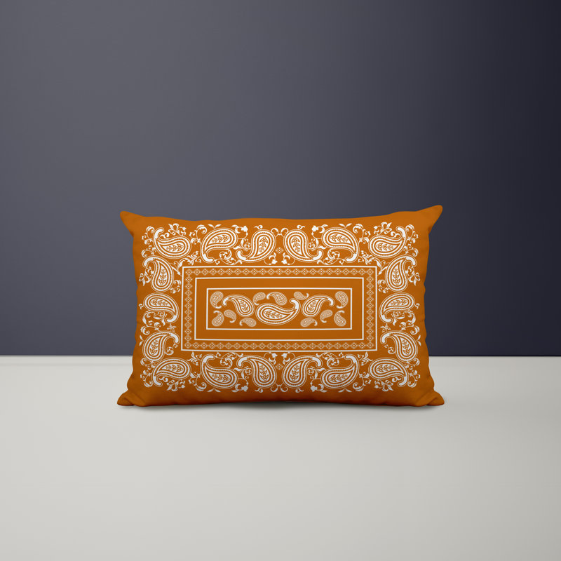 Paisley Outdoor Reversible Throw Pillow, Orange