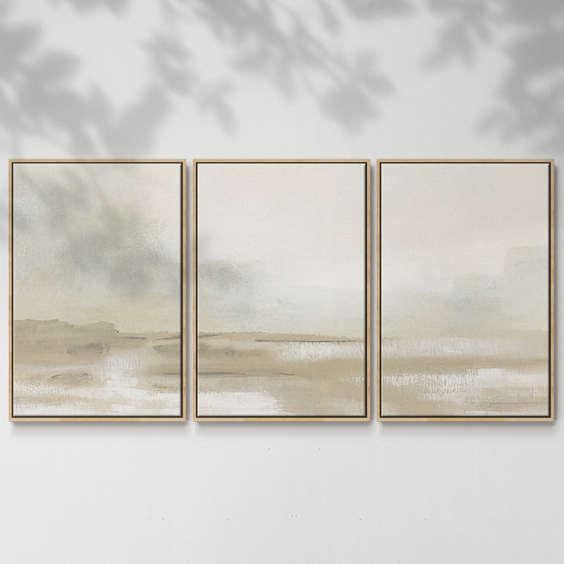 Neutre brume Mesa II - Toile encadrée multi-pièces, H 40 po x l 78 po x P 2 po, Naturel