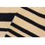 Tapis beige / noir en laine noué à la main à rayures rectangulaires 5 pi 6 po x 7 pi 11 po Mancia