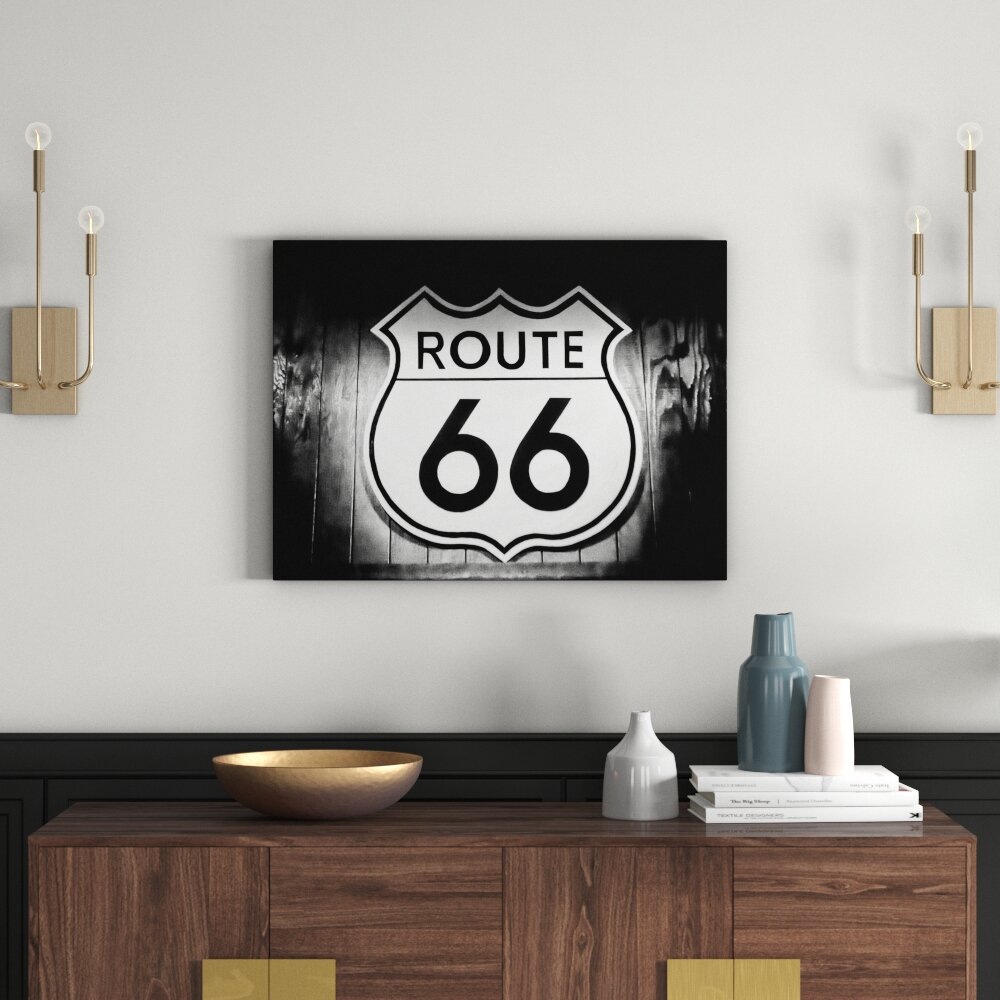 Leinwandbild Modernes Route 66 Schild in Monochrom