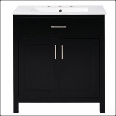 30-Inch  Bathroom Vanity with Ceramic Sink and Ample Storage - The Perfect Choice for Small Bathrooms