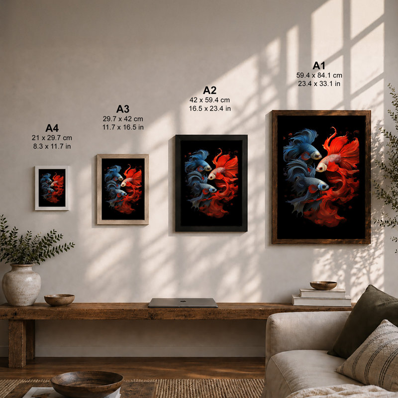 Facing Bettas Modern 1 Piece Single Picture Frame Wall Art, A1 - 84.1 x 59.4 cm, Black