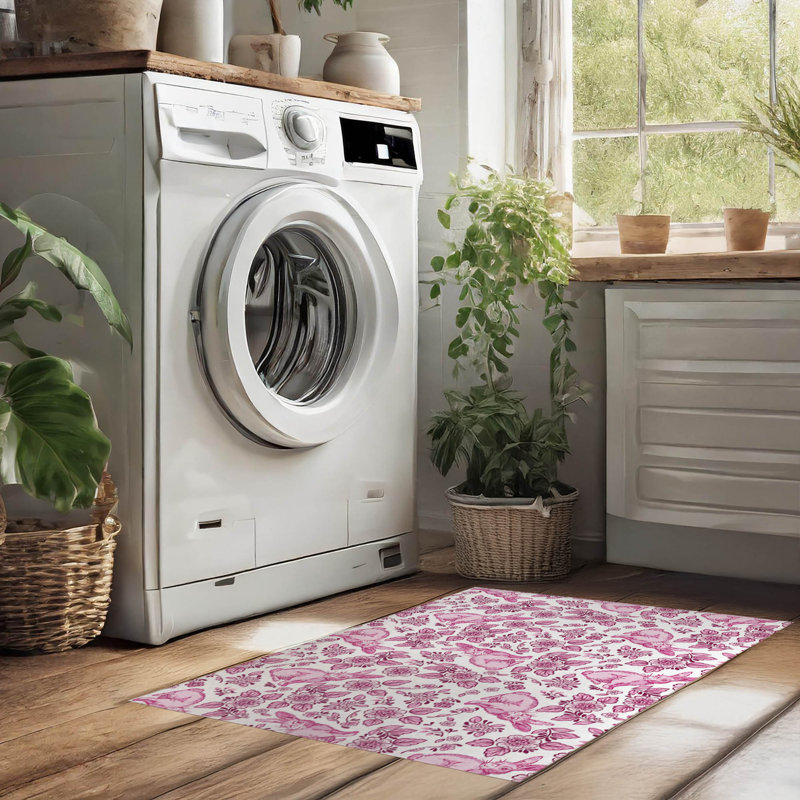 Tapis de lessive léger et antidérapant Bunny Toile, 49 "L x 6 "H, Pink Animal Print
