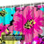 Rideau de douche abstrait abstrait floral jaune vif avec 12 crochets-1898117853