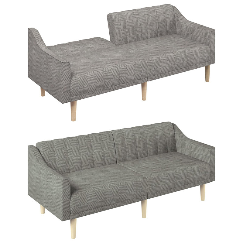 Canapé-lit convertible en velours de futon de 74 po avec dossiers réglables Velvet