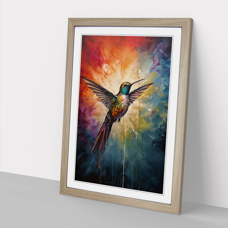 Hummingbird Modern Framed Print, Oak Framed, 34cm H x 25cm W x 2cm D