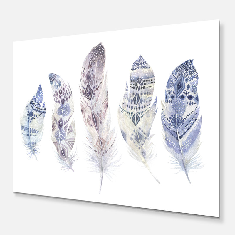 Cinq plumes - imprimé animaux, Métal, H 30 po x l 40 po x 1,5 po