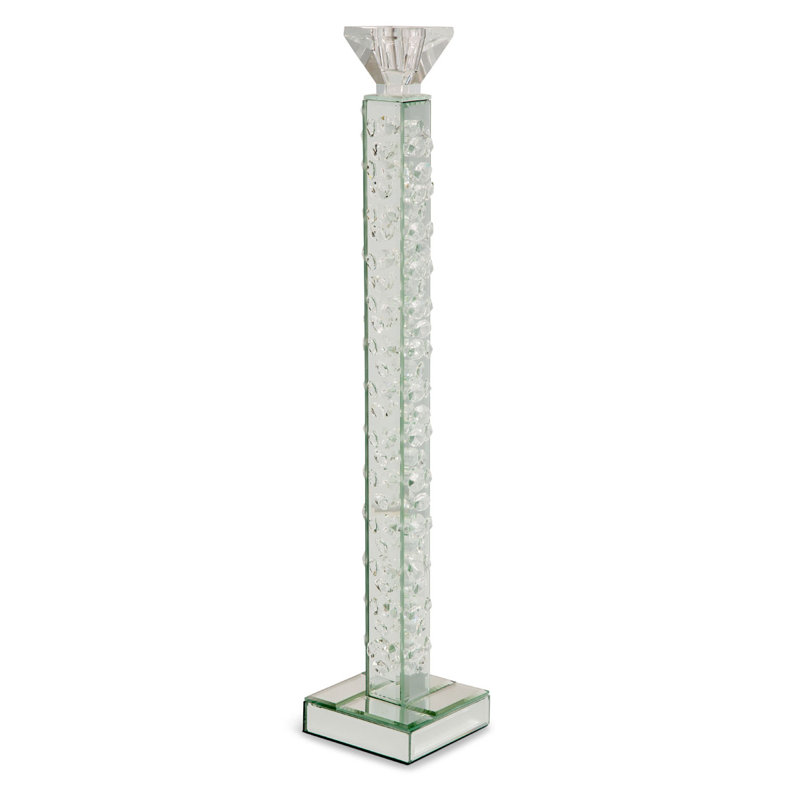Montreal 21.75'' Slender Mirrored Glass Tabletop Candlestick