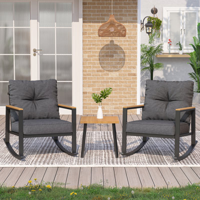 Outdoor Rocking Chair Set with Side Table (2 chairs and 1 side table) by Latitude Run