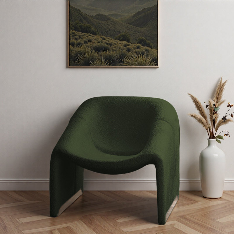Fauteuil de loisir rétro en velours., Vert