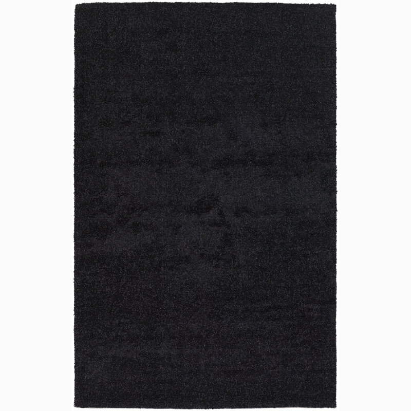 Tapis à poils longs en polyester tissé à la main noir et orange Nika Authentic, 7 pi 9 po X 10 pi 6 po