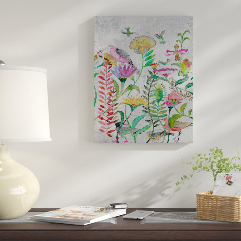 " Birds " by Pat Scheurich Painting Print, 24" H x 18" W, Stretched Canvas