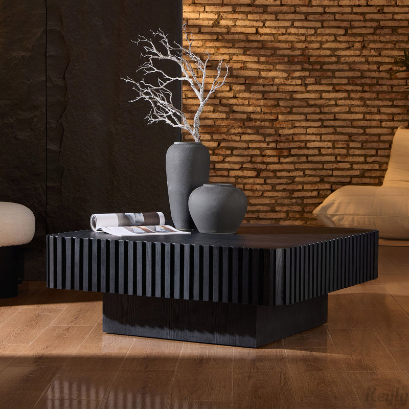 Table basse cylindrique 35,43 pouces Handcraft, Noir