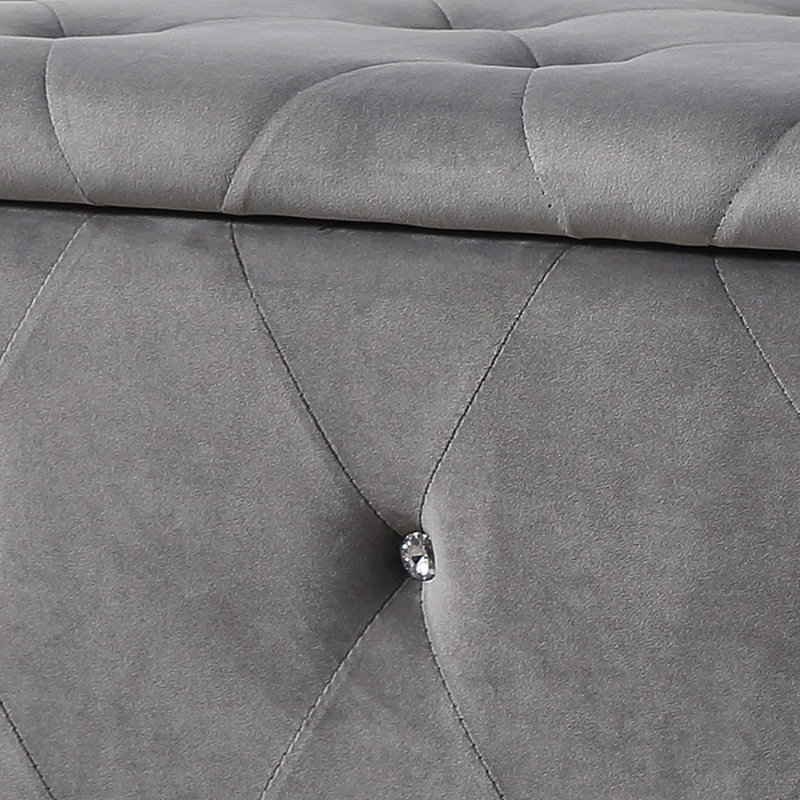 Banc de rangement avec repose-pieds Glam, Argent argent