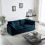 Canapé bleu en chenille pour le salon, 2 avec 4 coussins, fabrication en bois, revêtement confortable dans la chambre, structure solide à 2 sièges, style élégant
